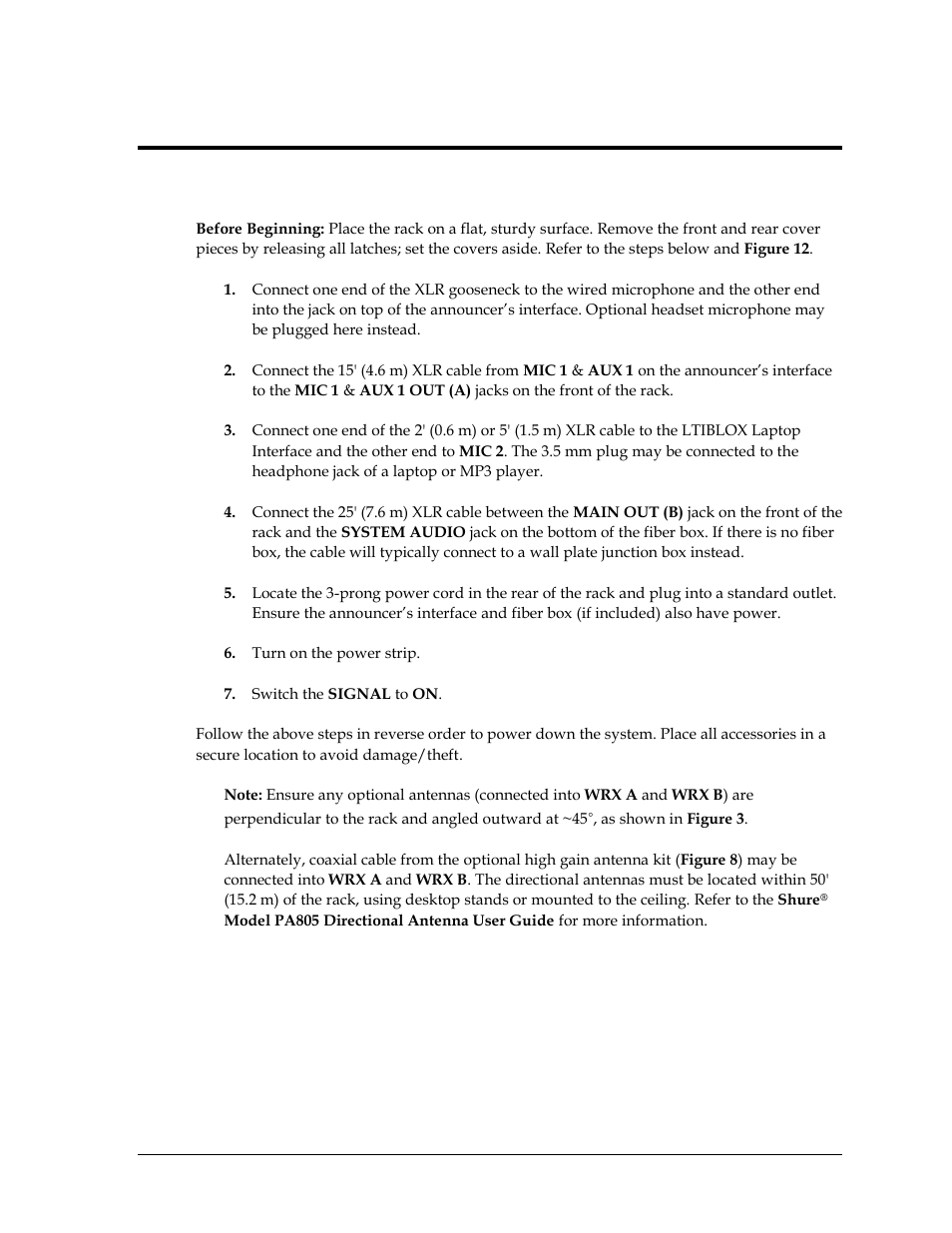 Section 3: setup & operation, 1 setup, Section 3 | Setup & operation, Setup | Daktronics Sportsound Rack SSR-100 Operation Manual User Manual | Page 13 / 36