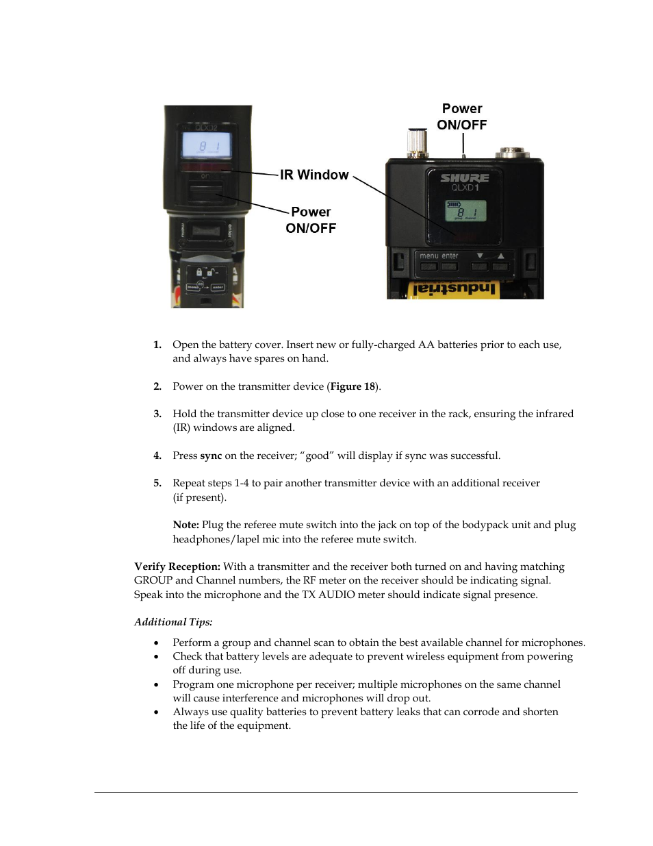 Wireless mic & bodypack operation | Daktronics Sportsound Rack SSR-100 Operation Manual User Manual | Page 19 / 36