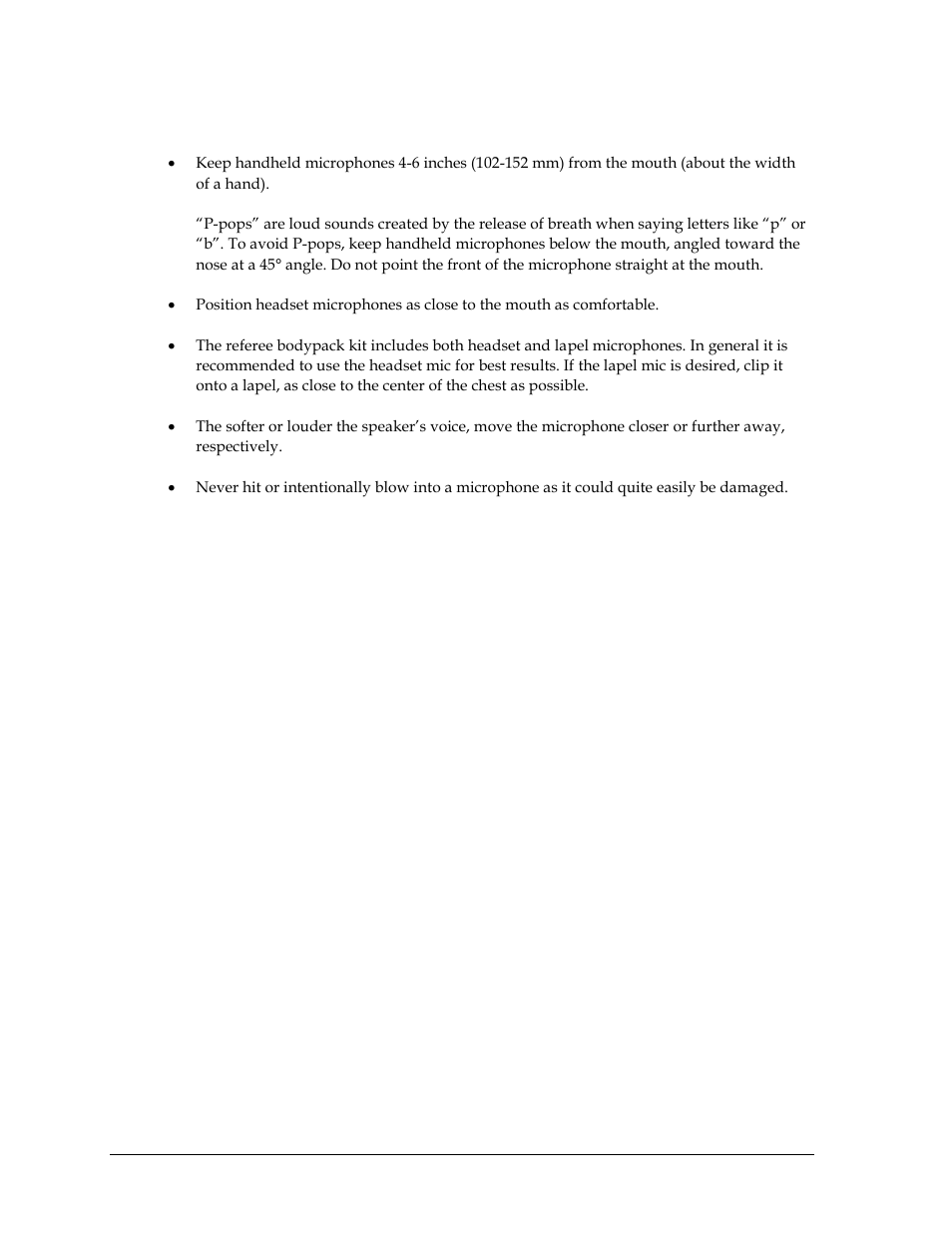 5 microphone best practices, Microphone best practices | Daktronics Sportsound Rack SSR-100 Operation Manual User Manual | Page 20 / 36