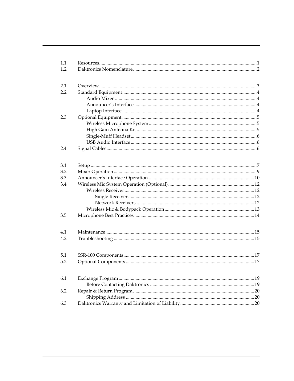 Daktronics Sportsound Rack SSR-100 Operation Manual User Manual | Page 5 / 36