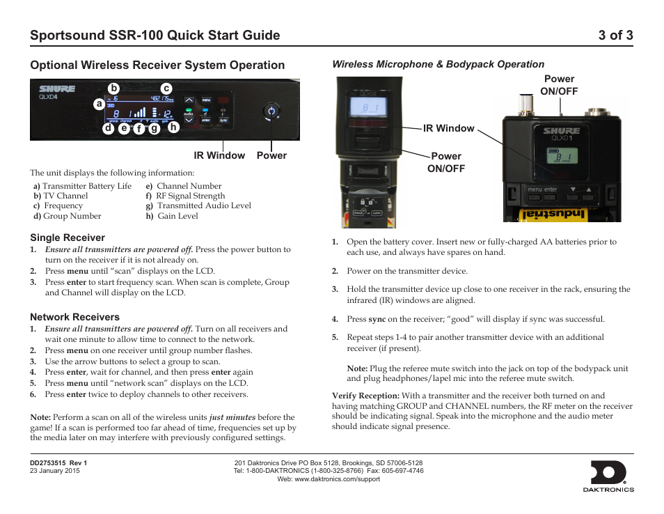 Daktronics Sportsound SSR-100 Quick Start Guide User Manual | Page 3 / 3