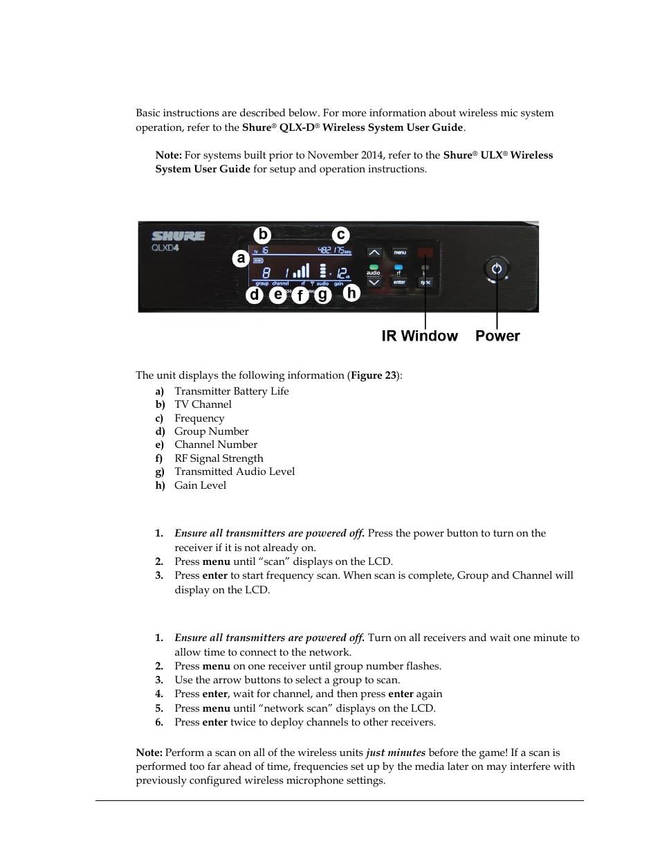 4 wireless mic system operation, Wireless receiver, Single receiver | Network receivers, Wireless mic system operation | Daktronics Sportsound Rack SSR-200 Operation Manual User Manual | Page 21 / 42