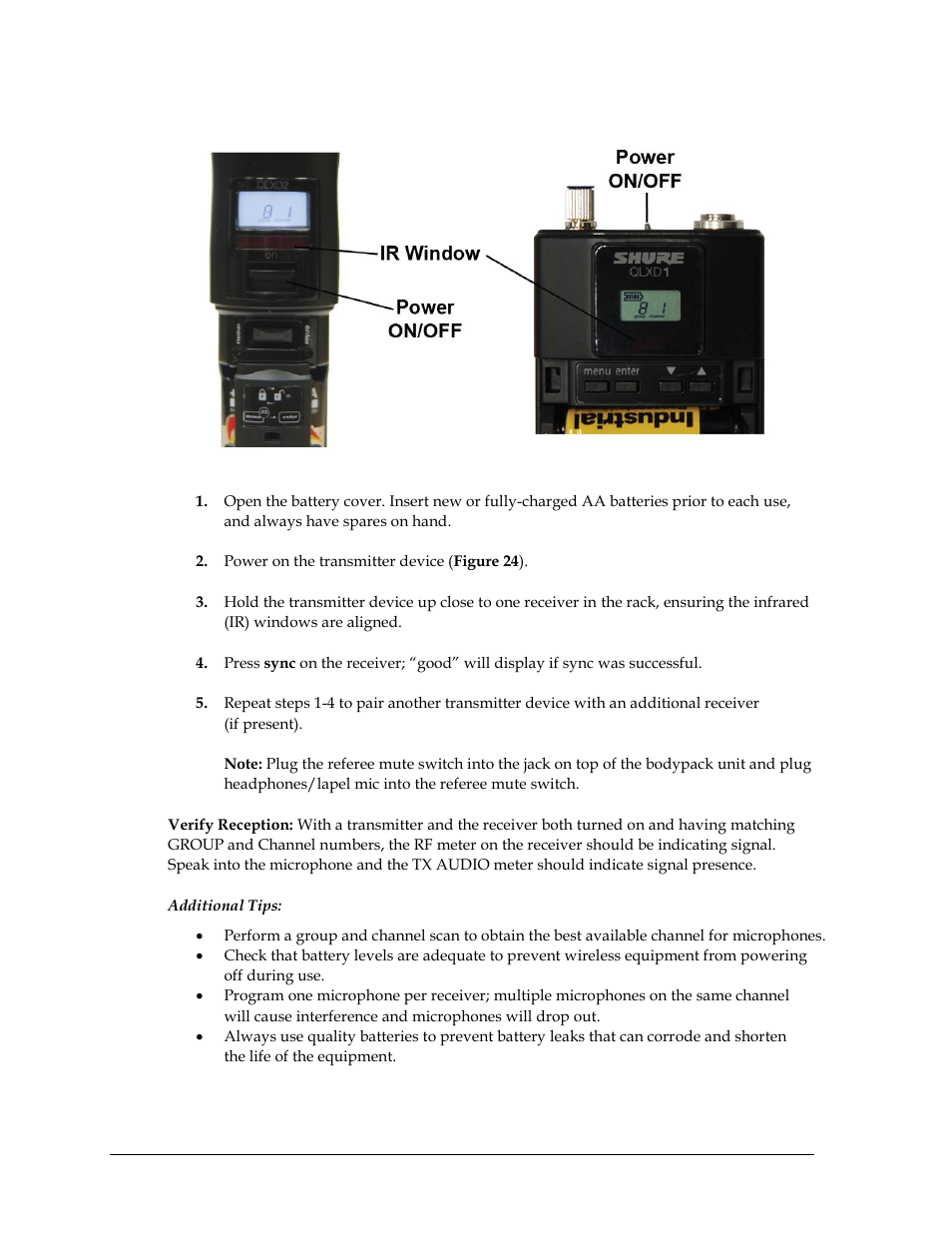 Wireless mic & bodypack operation | Daktronics Sportsound Rack SSR-200 Operation Manual User Manual | Page 22 / 42