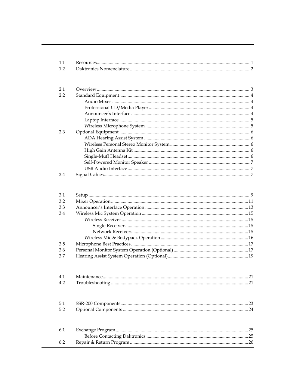 Daktronics Sportsound Rack SSR-200 Operation Manual User Manual | Page 5 / 42