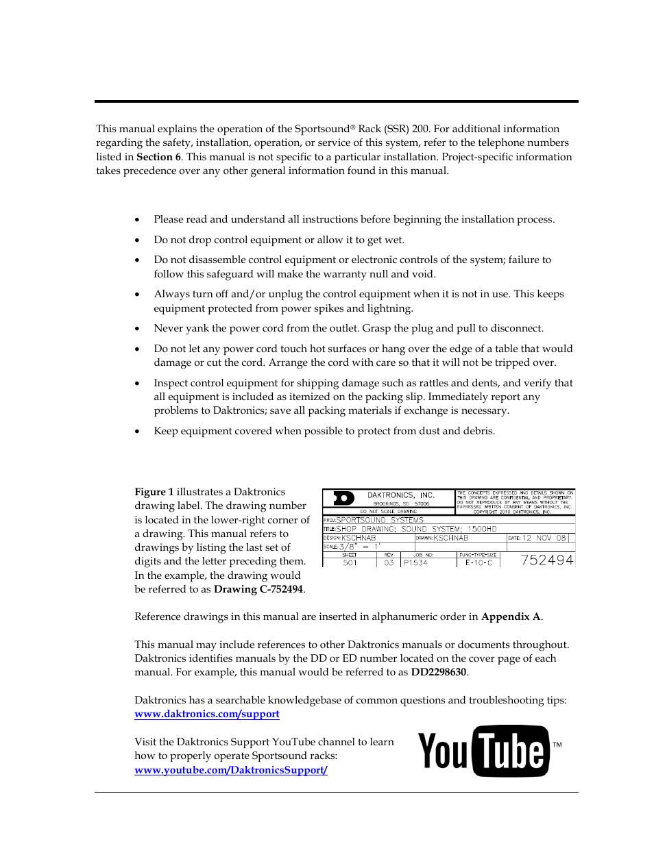 Section 1: introduction, 1 resources, Section 1 | Introduction, Resources | Daktronics Sportsound Rack SSR-200 Operation Manual User Manual | Page 7 / 42