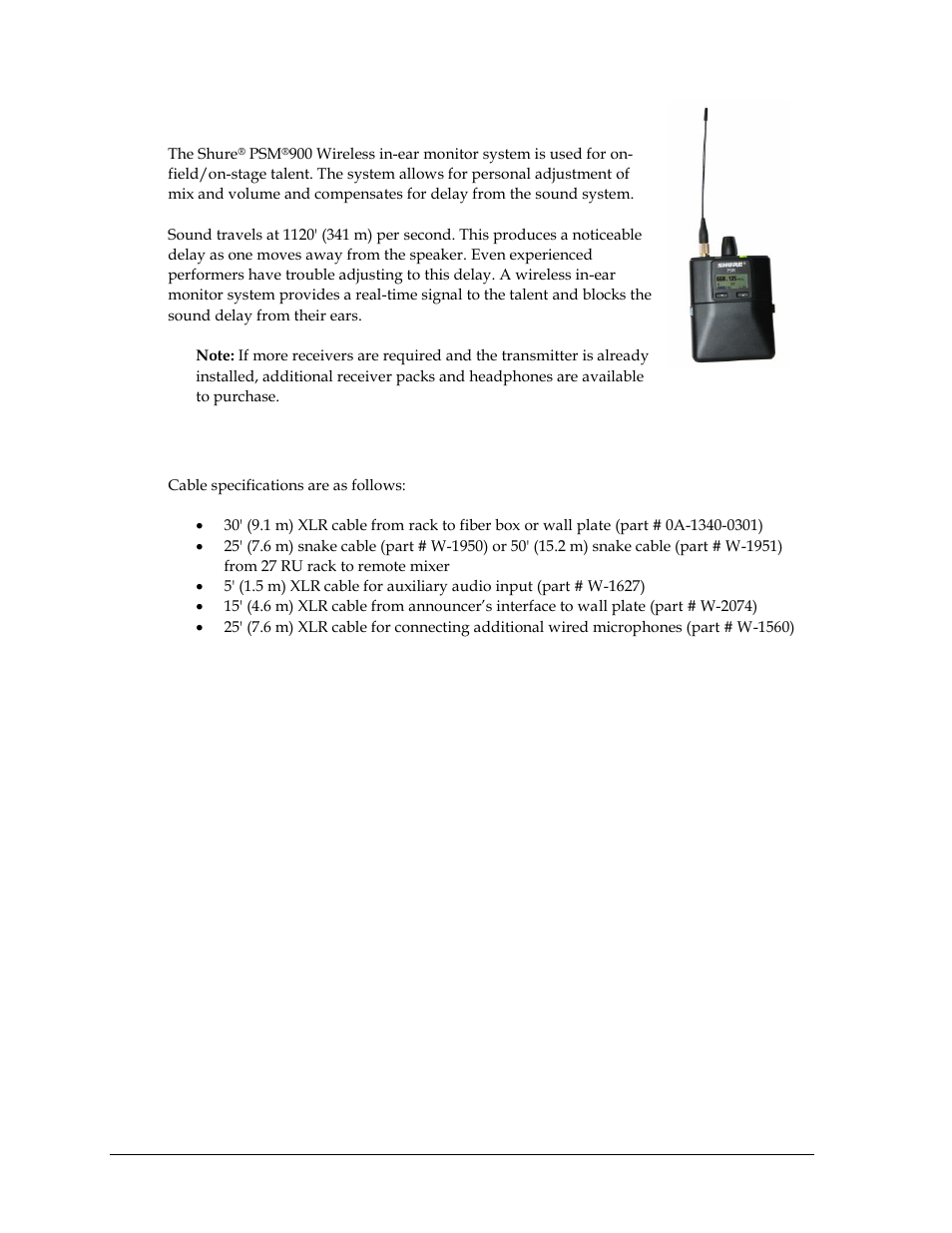 Wireless personal stereo monitor system, 3 signal cables, Signal cables | Daktronics Sportsound Rack SSR-300 Operation Manual User Manual | Page 16 / 44