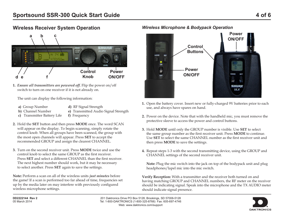 Daktronics Sportsound SSR-300 Quick Start Guide User Manual | Page 4 / 6