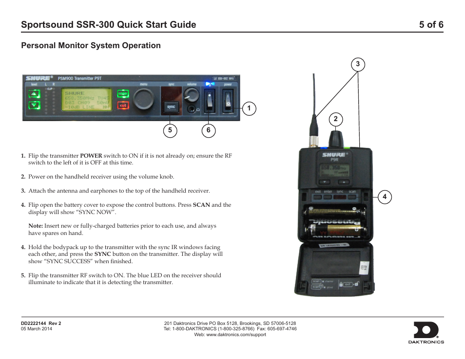 Personal monitor system operation | Daktronics Sportsound SSR-300 Quick Start Guide User Manual | Page 5 / 6