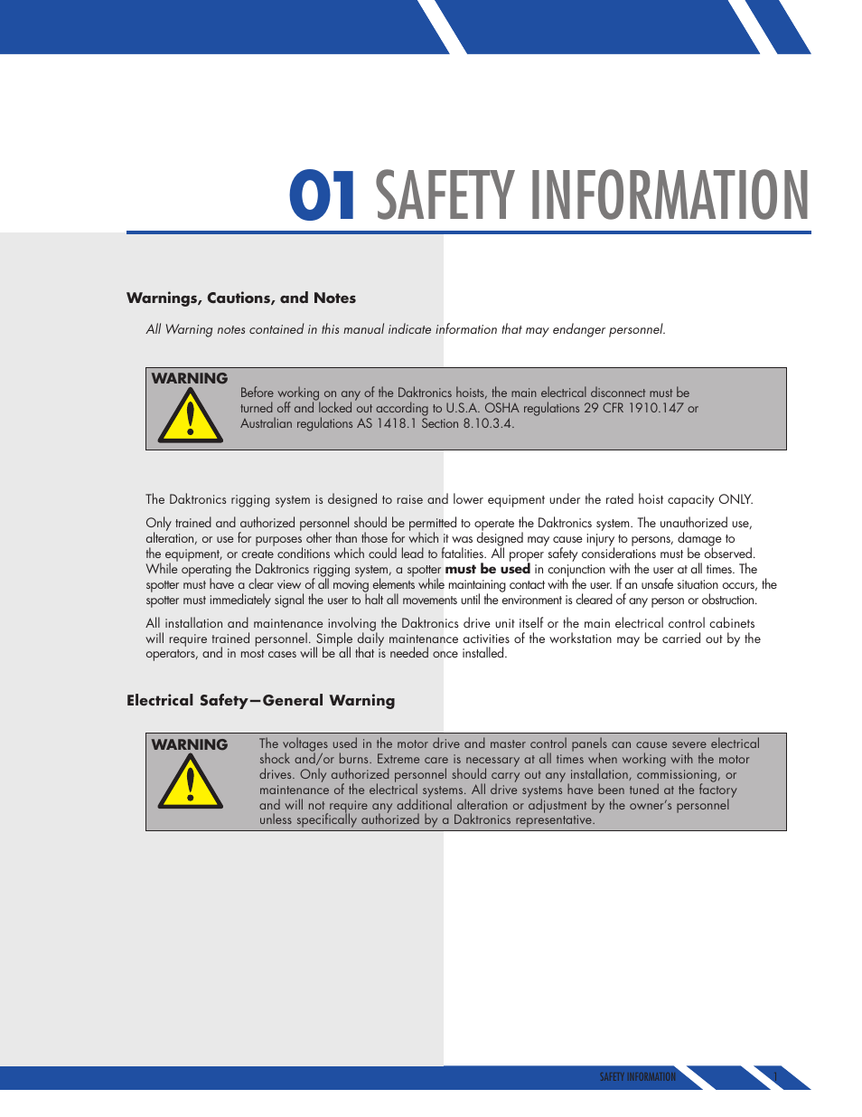 Safety information | Daktronics DBH-150 User Manual | Page 5 / 19