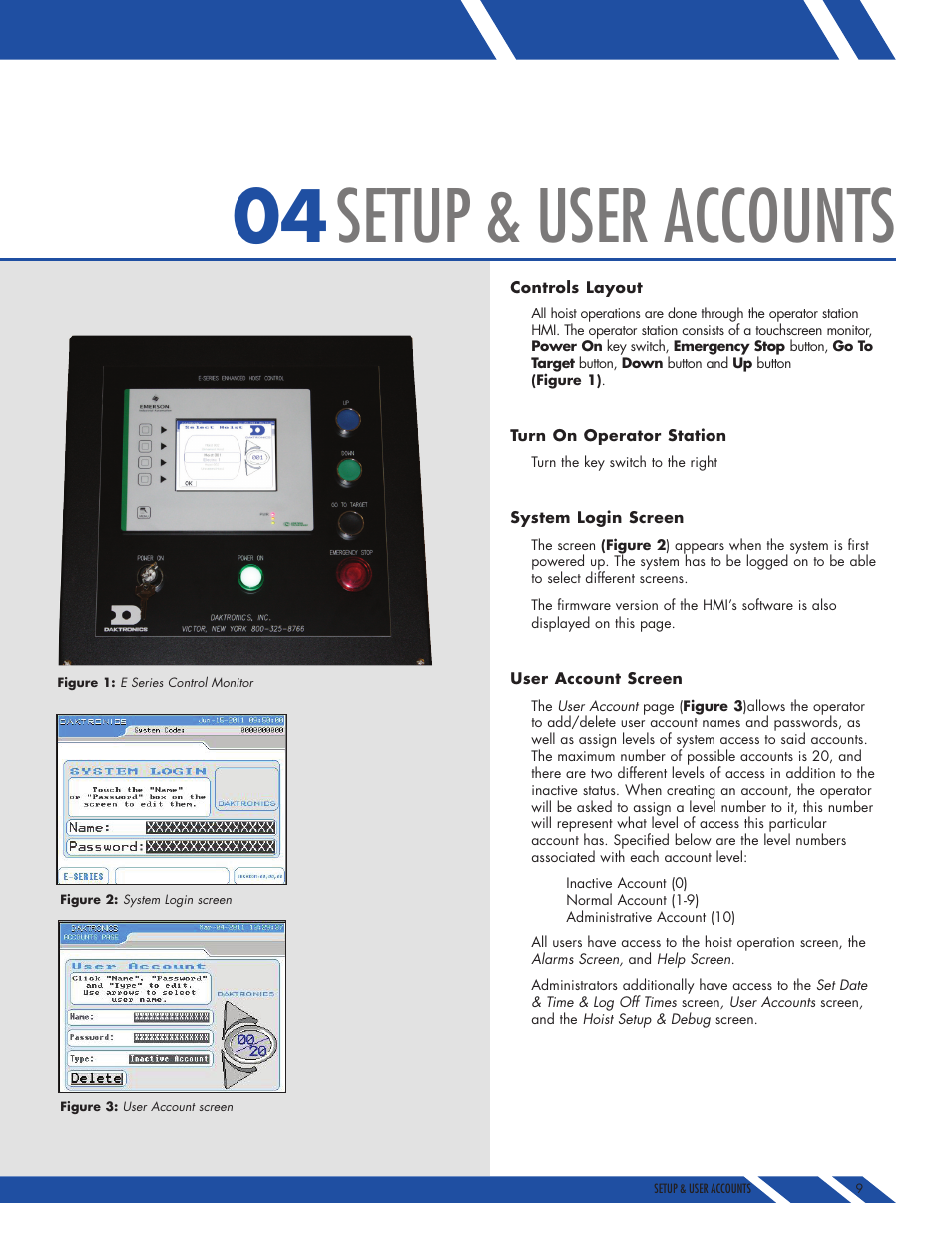 Setup & user accounts | Daktronics E SERIES User Manual | Page 10 / 20