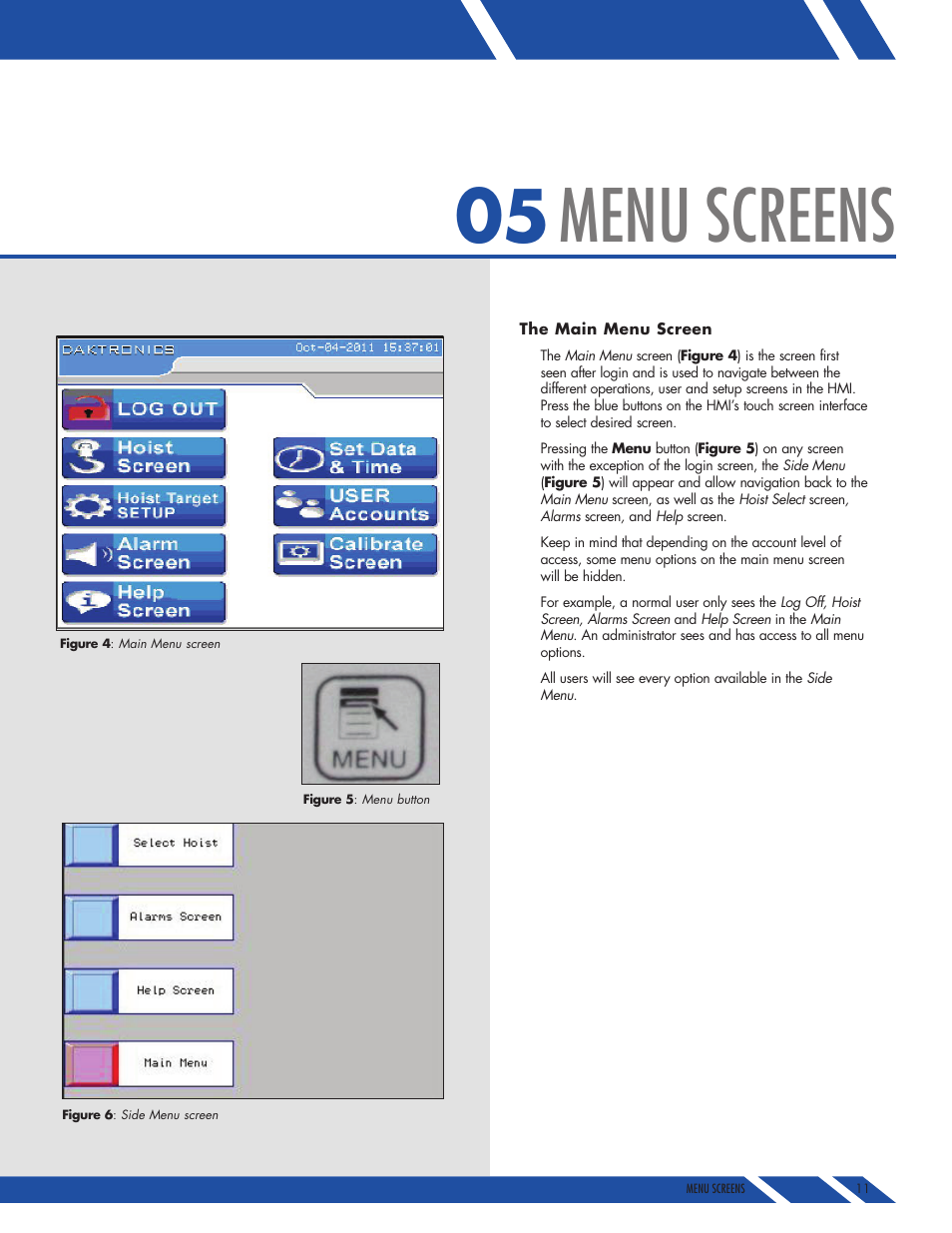 Menu screens | Daktronics E SERIES User Manual | Page 11 / 20