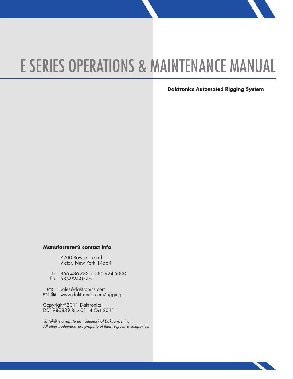 E series operations & maintenance manual | Daktronics E SERIES User Manual | Page 2 / 20