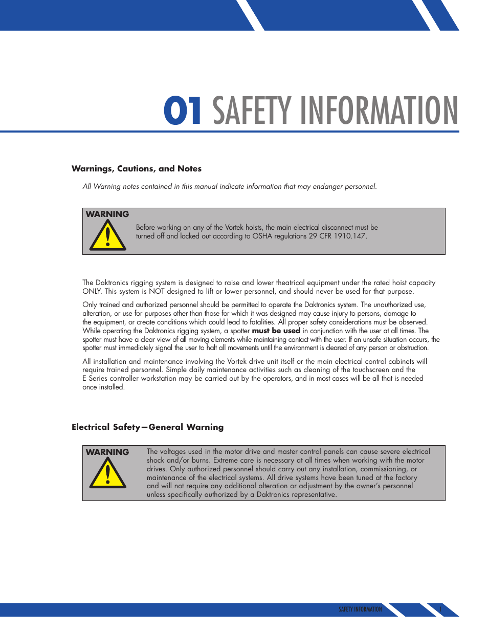 Safety information | Daktronics E SERIES User Manual | Page 4 / 20