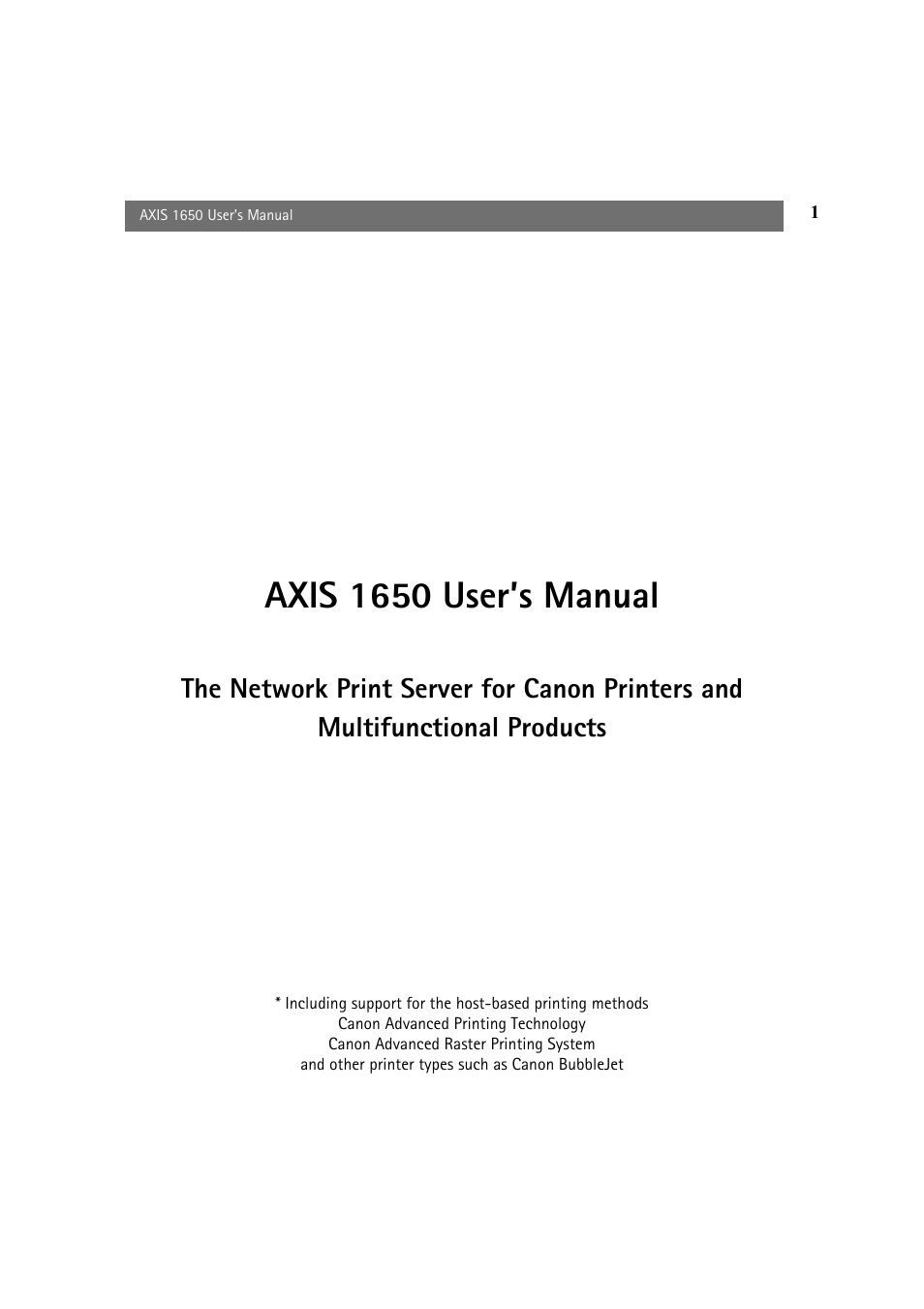 Canon 1650 User Manual | 71 pages