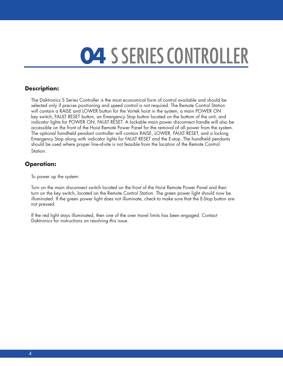 04 s series controller | Daktronics Hoist Operation and Maintenance Manual User Manual | Page 7 / 14