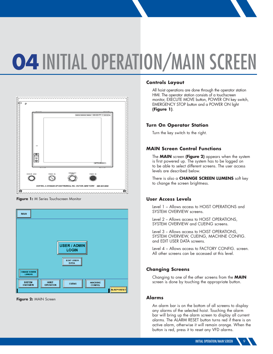 Initial operation/main screen | Daktronics M SERIES User Manual | Page 11 / 24