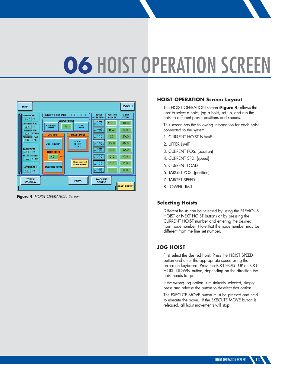 Hoist operation screen | Daktronics M SERIES User Manual | Page 13 / 24