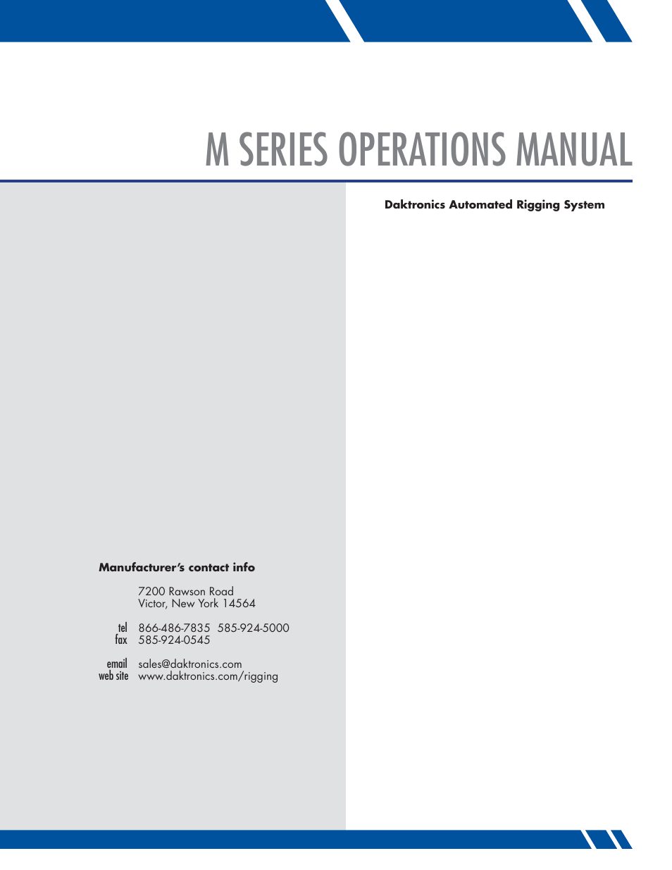 M series operations manual | Daktronics M SERIES User Manual | Page 2 / 24