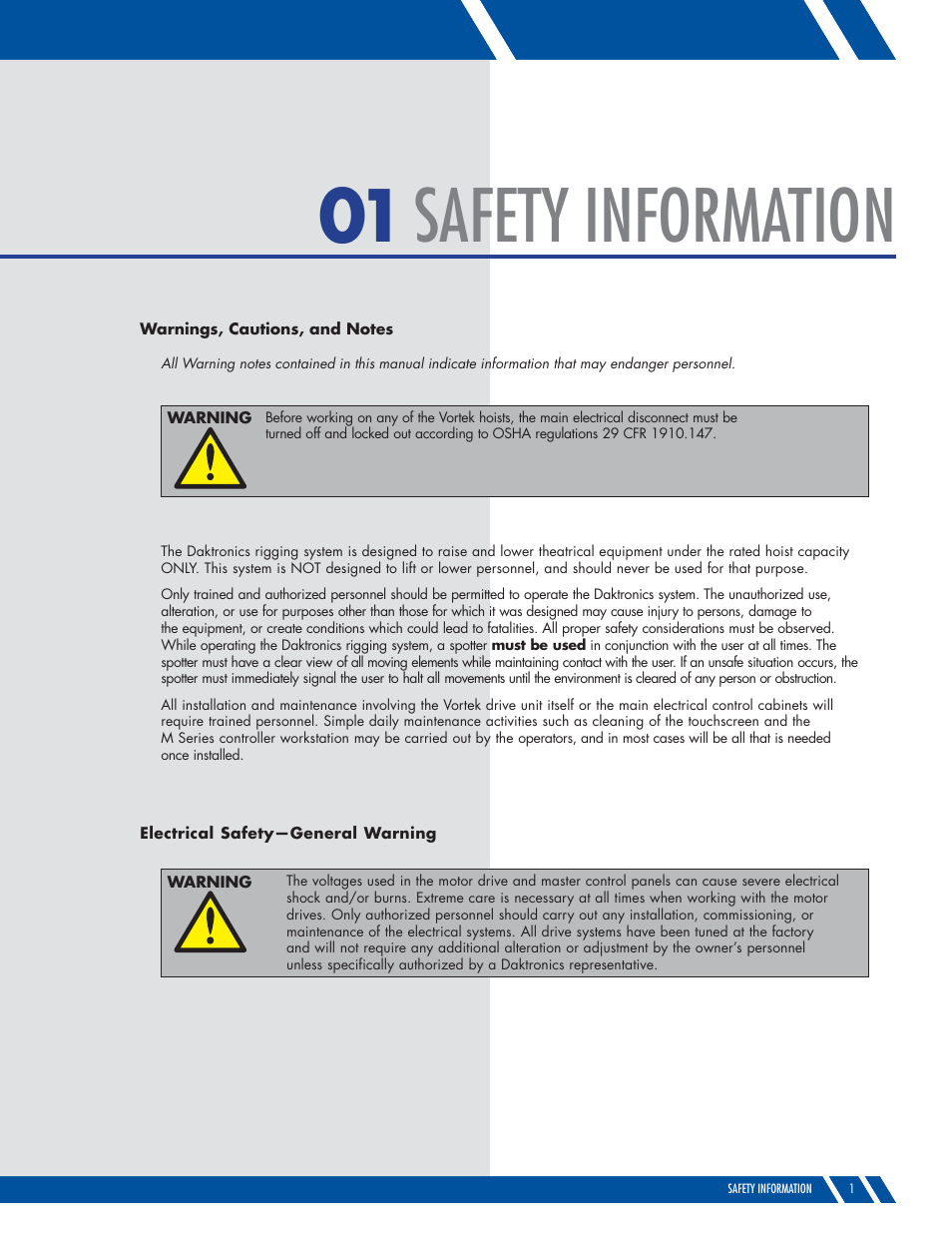 Safety information | Daktronics M SERIES User Manual | Page 5 / 24