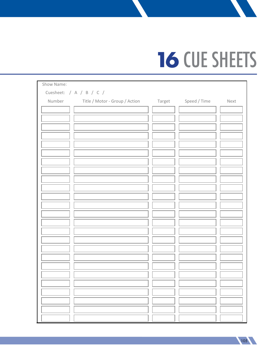 Cue sheets | Daktronics Pro Series Operations and Maintenance Manual User Manual | Page 112 / 118