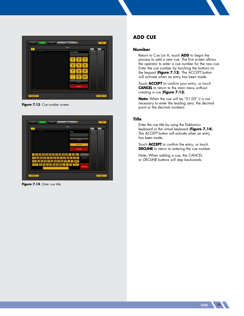 Add cue | Daktronics Pro Series Operations and Maintenance Manual User Manual | Page 46 / 118