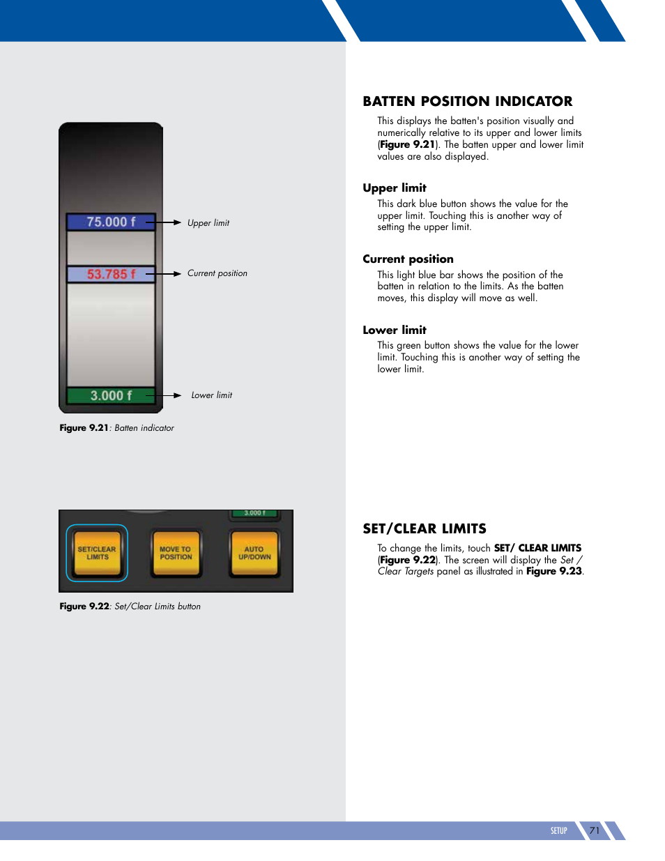 Batten position indicator, Set/clear limits | Daktronics Pro Series Operations and Maintenance Manual User Manual | Page 78 / 118
