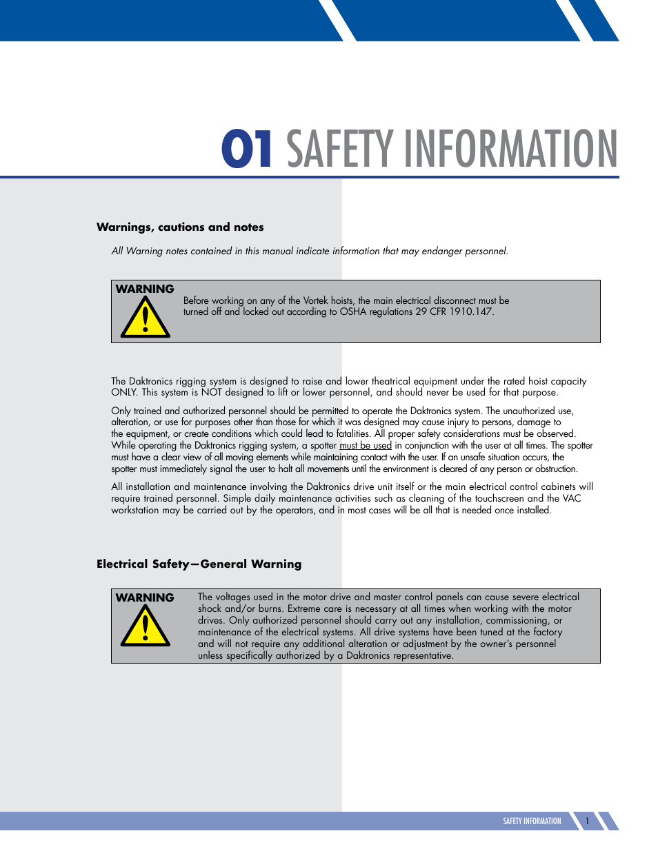 Safety information | Daktronics Pro Series Operations and Maintenance Manual User Manual | Page 8 / 118