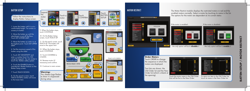 Batten setup, Motor restrict, Ba tt en se tu p / m o to r r es tr ic t | Daktronics Pro Series Quick Start Manual User Manual | Page 10 / 11