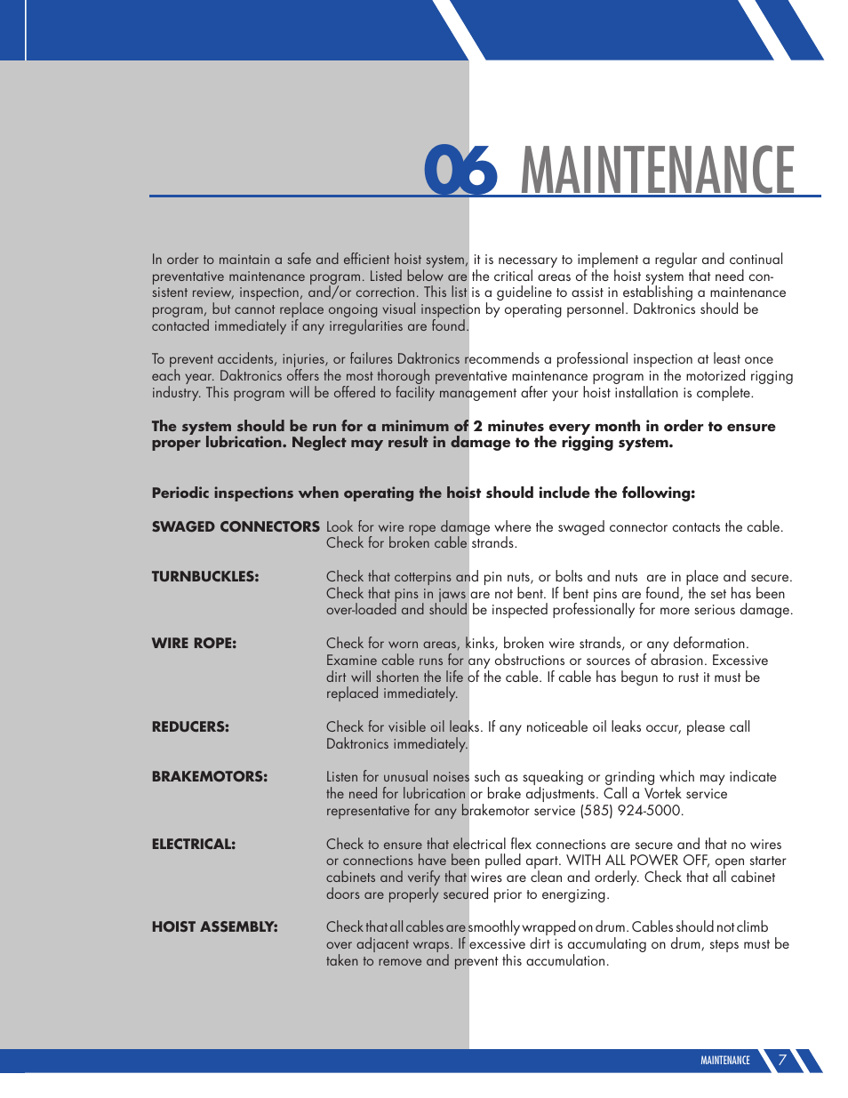 Maintenance | Daktronics S SERIES User Manual | Page 11 / 25