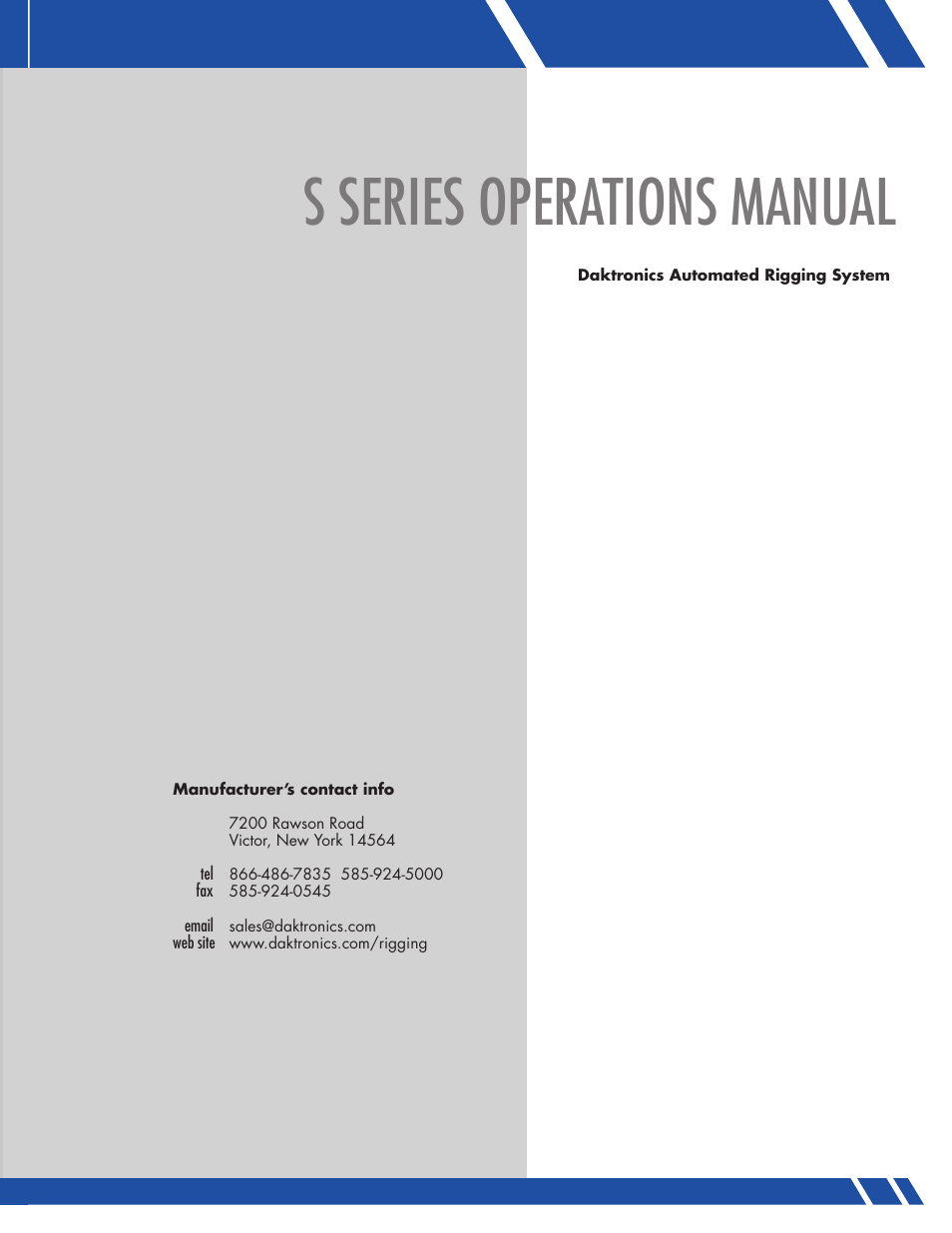 S series operations manual | Daktronics S SERIES User Manual | Page 3 / 25