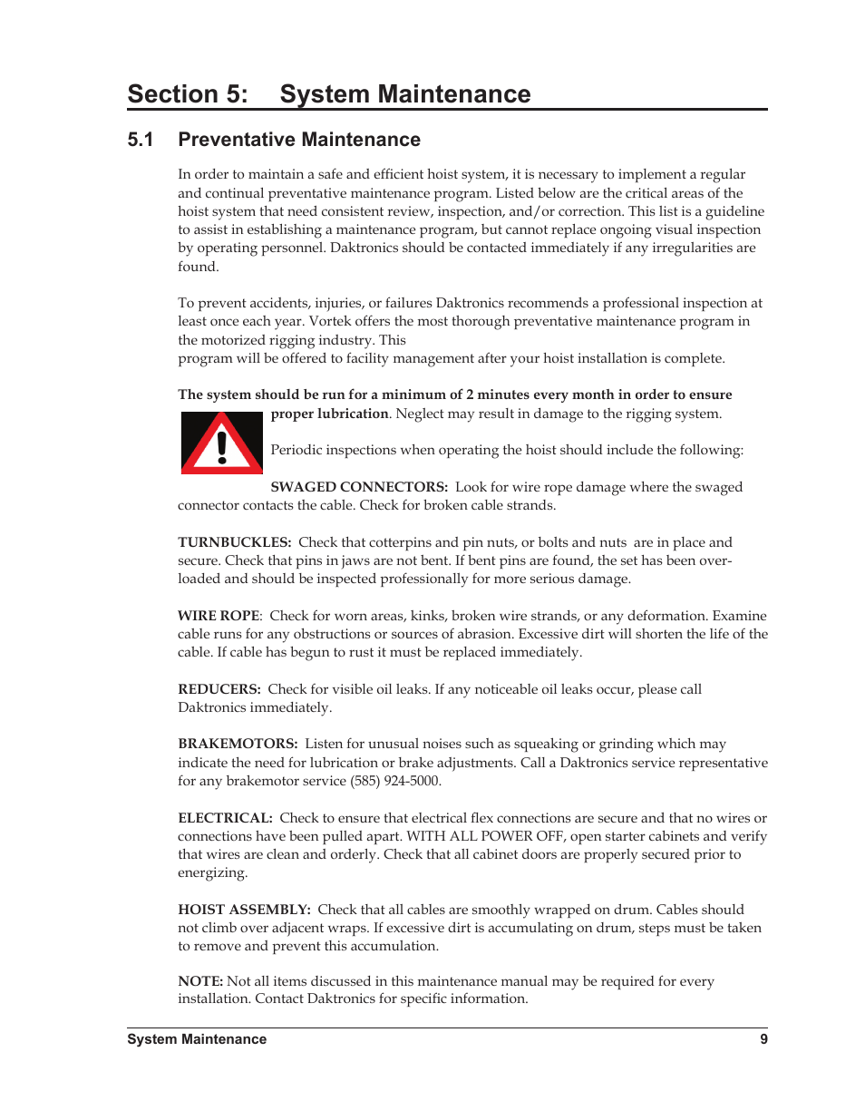 1 preventative maintenance | Daktronics Scoreboard Dual Hoist User Manual | Page 13 / 23
