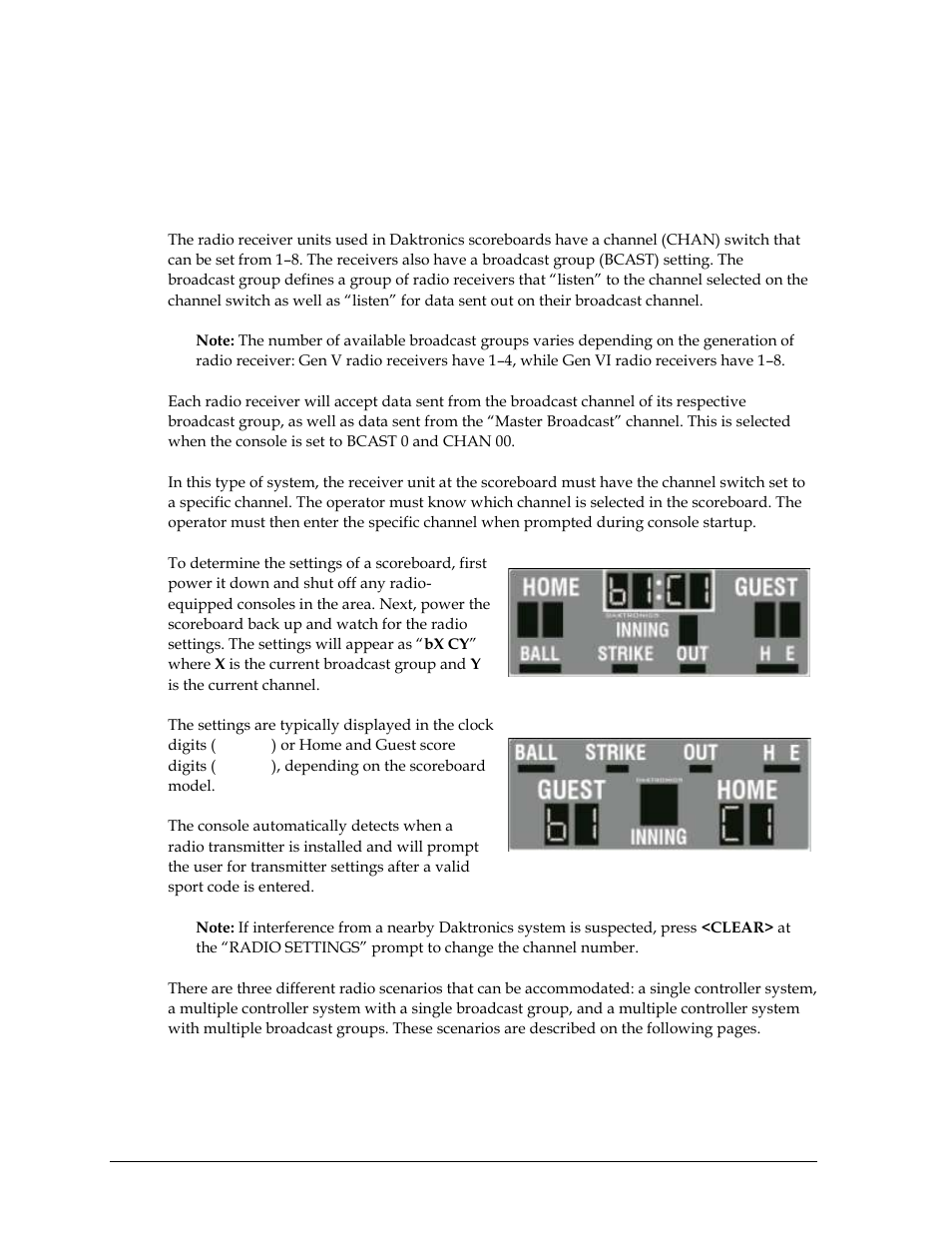 4 setting radio channels, Setting radio channels | Daktronics All Sport 1600 Series User Manual | Page 16 / 92