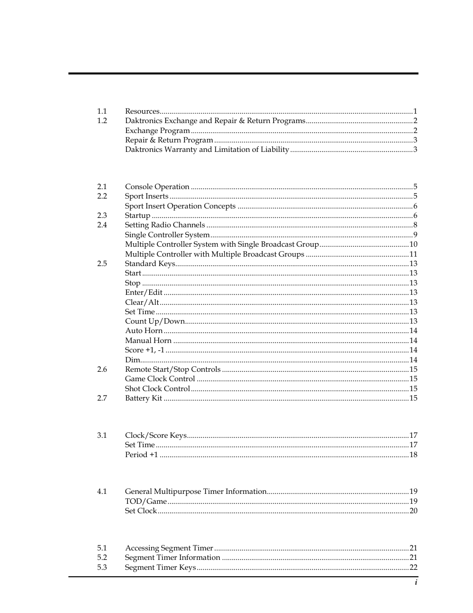 Daktronics All Sport 1600 Series User Manual | Page 5 / 92