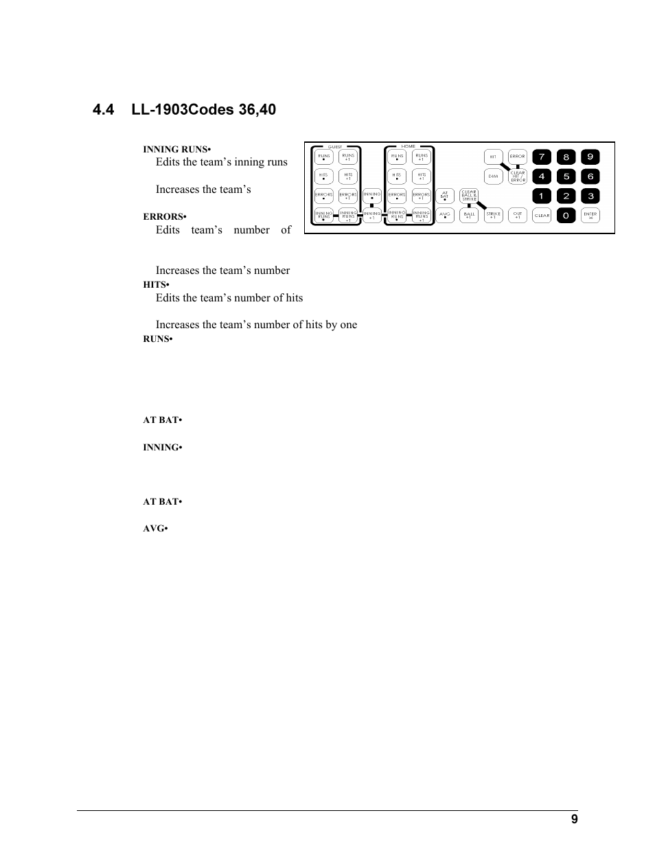 Ll-1903codes 36,40 | Daktronics All Sport 2000 Series User Manual | Page 17 / 53