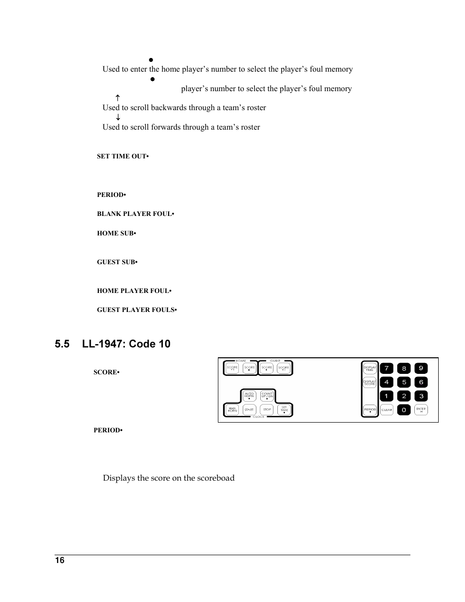Ll-1947: code 10 | Daktronics All Sport 2000 Series User Manual | Page 24 / 53