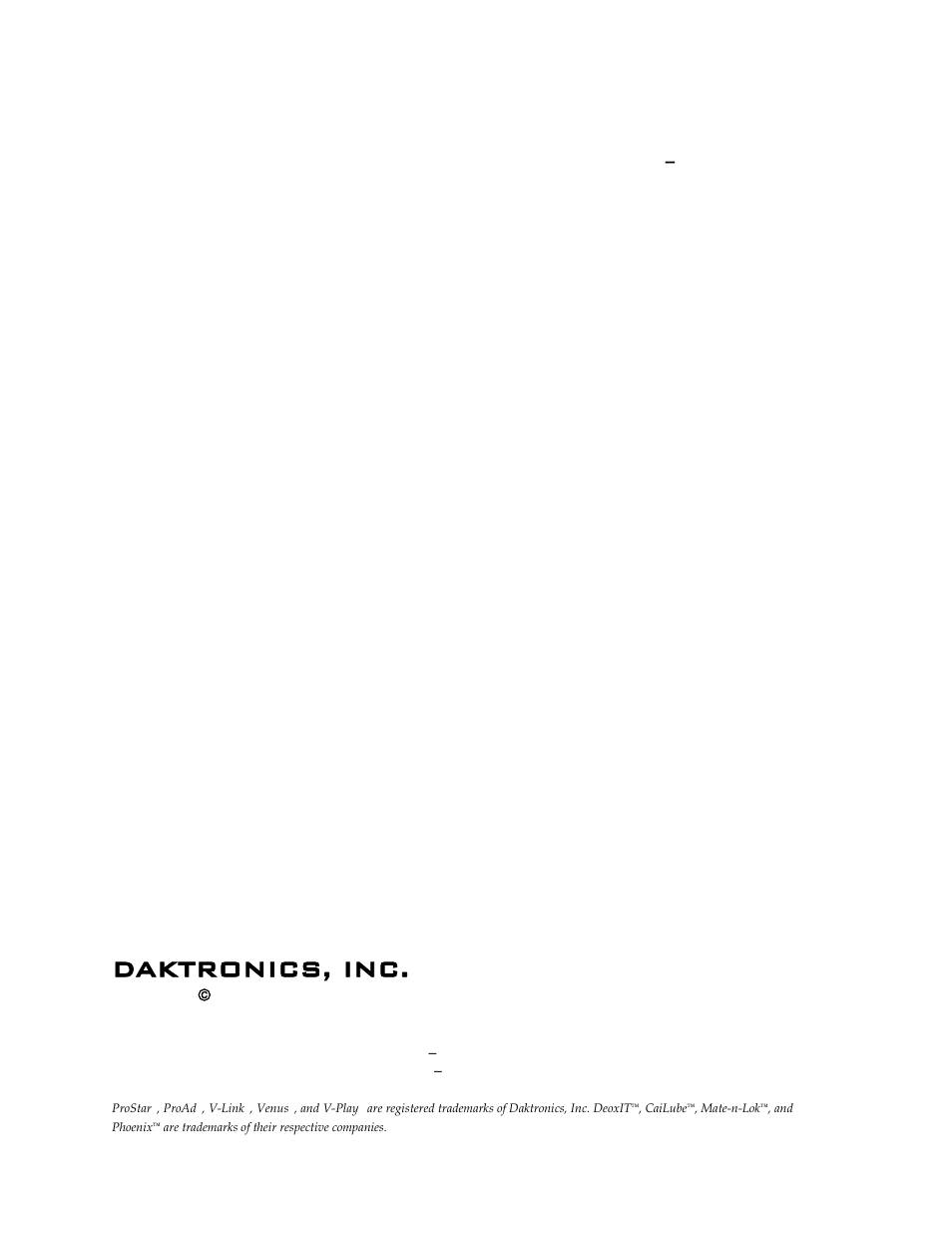 Daktronics, inc, Copyright  1999 | Daktronics All Sport 2000 Series User Manual | Page 3 / 53