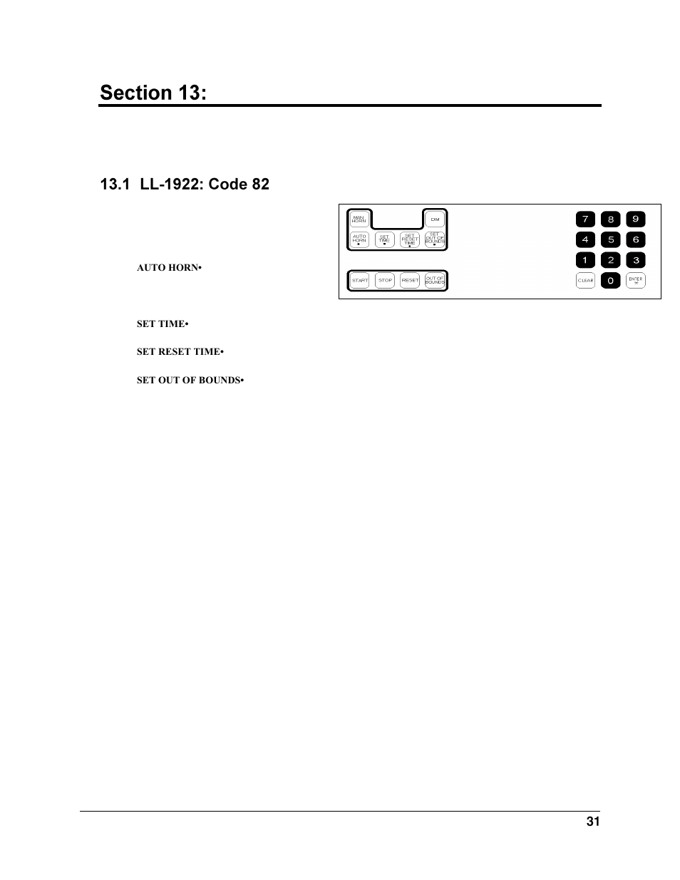 Two digit timer operation, Ll-1922: code 82 | Daktronics All Sport 2000 Series User Manual | Page 39 / 53