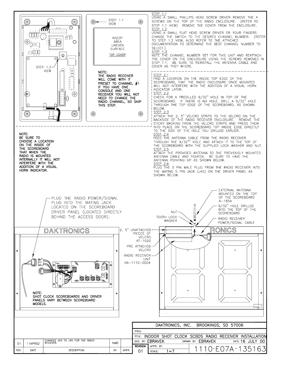 Drawing a-135163 | Daktronics All Sport 3000 Series User Manual | Page 104 / 138