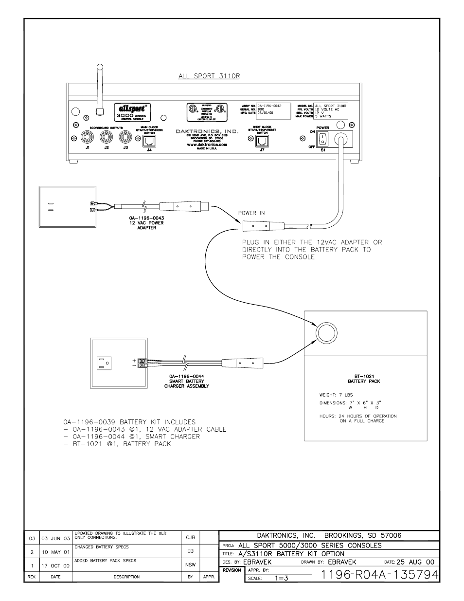 Drawing a-135794 | Daktronics All Sport 3000 Series User Manual | Page 105 / 138