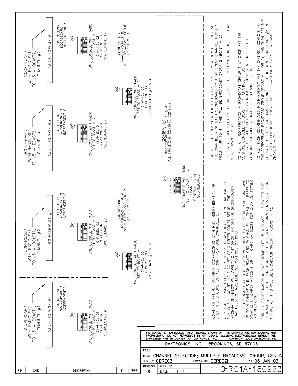 Drawing a-180923 | Daktronics All Sport 3000 Series User Manual | Page 108 / 138