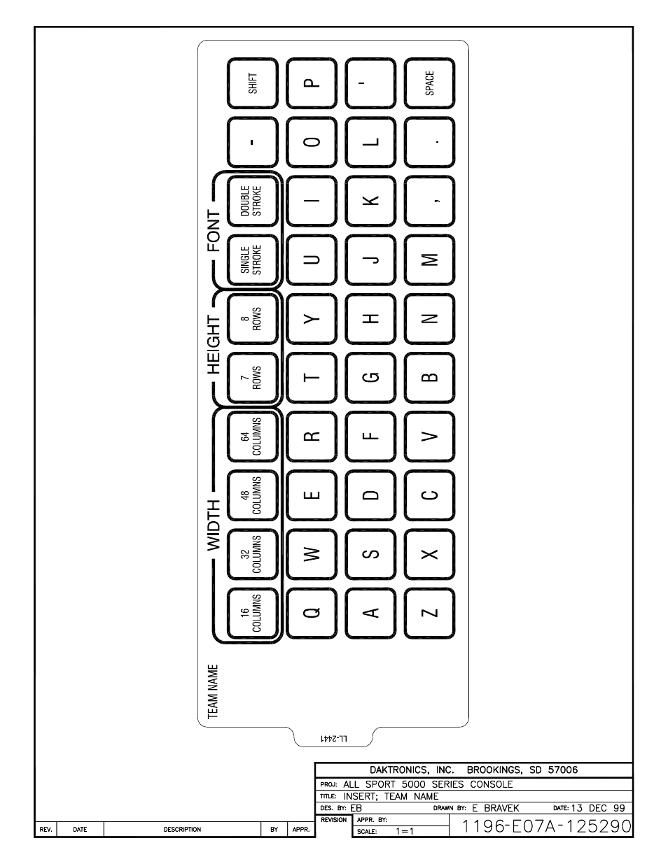 Drawing a-125290 | Daktronics All Sport 3000 Series User Manual | Page 112 / 138