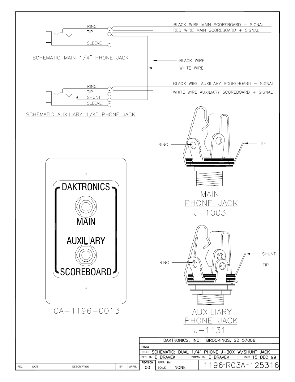 Drawing a-125316 | Daktronics All Sport 3000 Series User Manual | Page 99 / 138