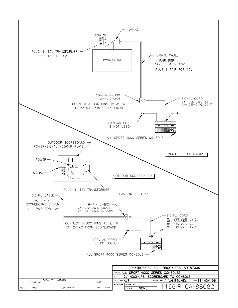 Drawing a-72922 | Daktronics All Sport 4000 Series User Manual | Page 110 / 174