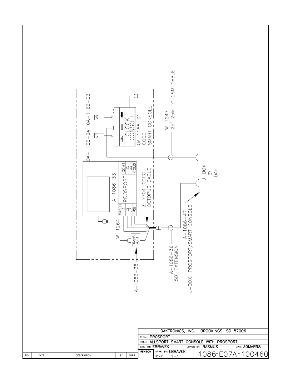 Drawing a-100460 | Daktronics All Sport 4000 Series User Manual | Page 120 / 174