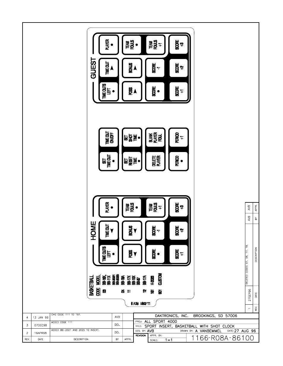 Drawing a-86100 | Daktronics All Sport 4000 Series User Manual | Page 136 / 174