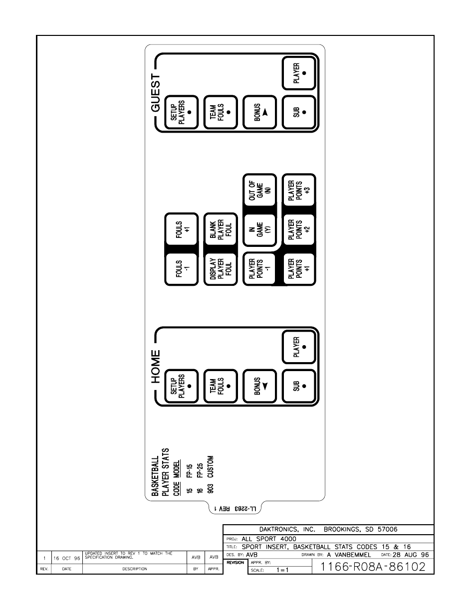 Drawing a-86102 | Daktronics All Sport 4000 Series User Manual | Page 138 / 174