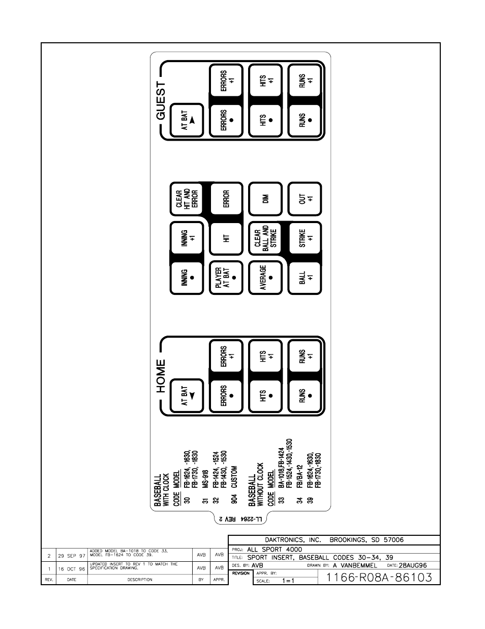 Drawing a-86103 | Daktronics All Sport 4000 Series User Manual | Page 139 / 174