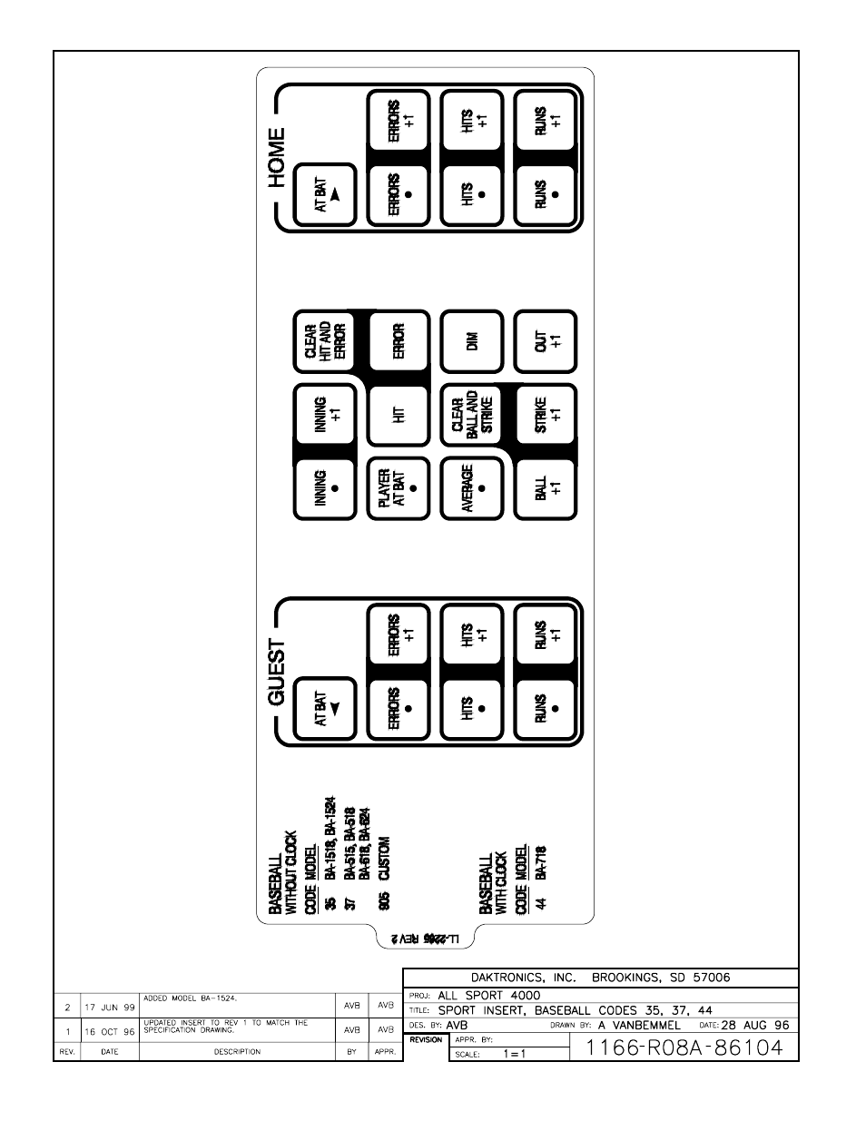 Drawing a-86104 | Daktronics All Sport 4000 Series User Manual | Page 140 / 174