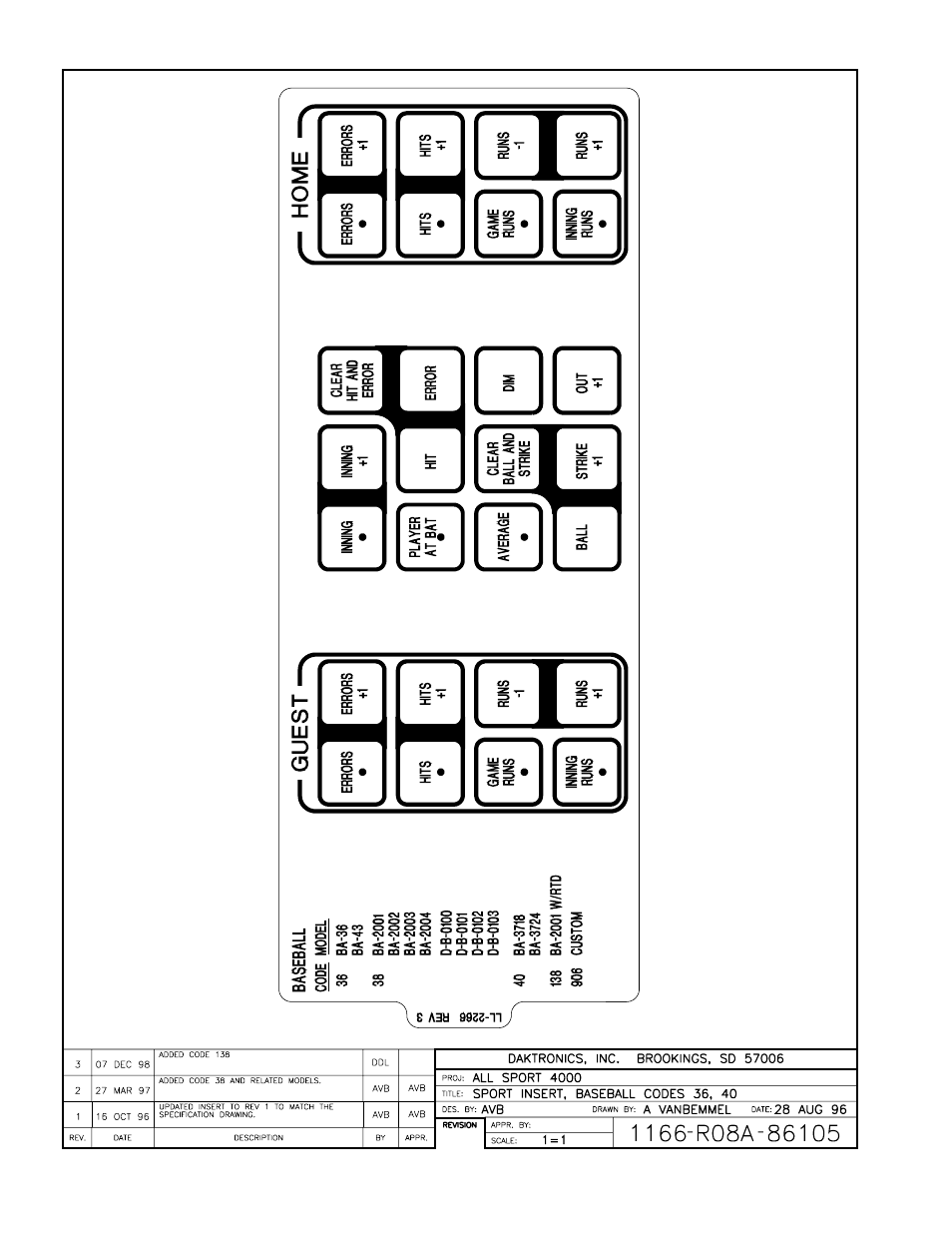 Drawing a-86105 | Daktronics All Sport 4000 Series User Manual | Page 141 / 174