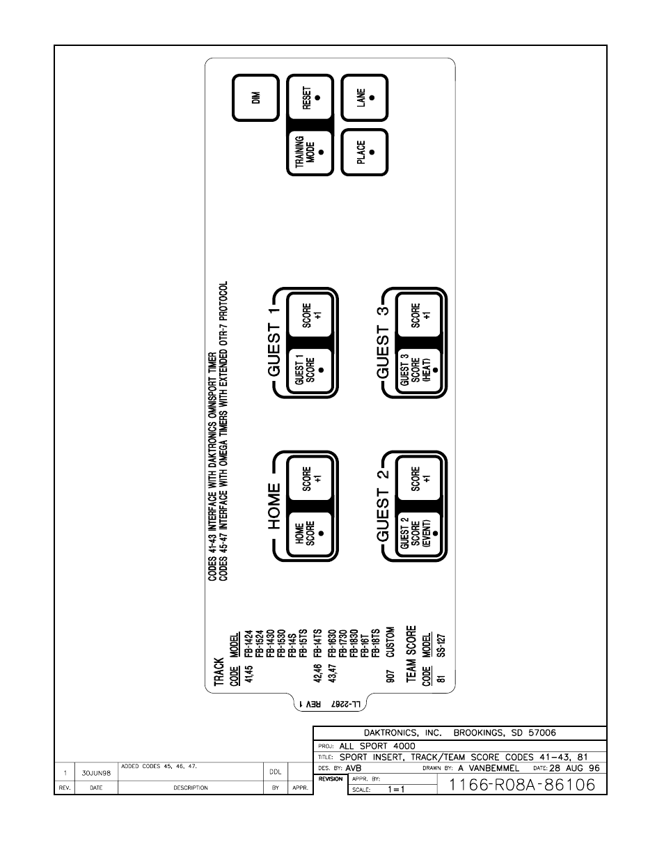 Drawing a-86106 | Daktronics All Sport 4000 Series User Manual | Page 142 / 174